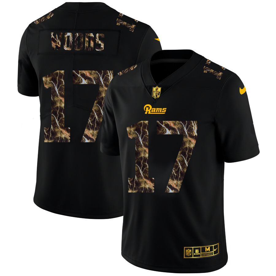 2020 Los Angeles Rams #17 Robert Woods Men Black Nike Flocked Lightning Vapor Limited NFL Jersey->new england patriots->NFL Jersey